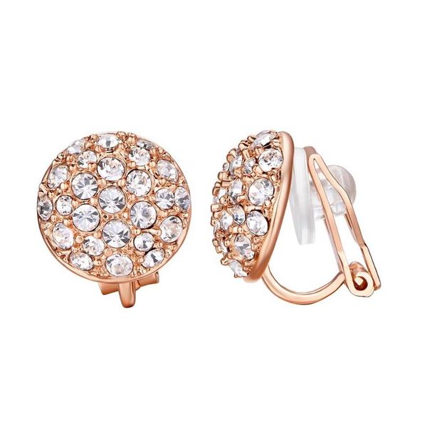 Yoursfs Juego de 6 pares de pendientes elegantes con clip de cristal brillante para mujer, chapado en oro de 18 quilates, accesorio de joyería con circonita cúbica brillante 2993