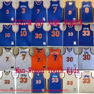 Personalizado XS-6XL Clásico Retro 2012-13 Baloncesto 7 Carmelo Anthony Jersey Cosido Retro Clásico Patrick Ewing John Starks Walt Frazier Latrell Sprewell Jerseys