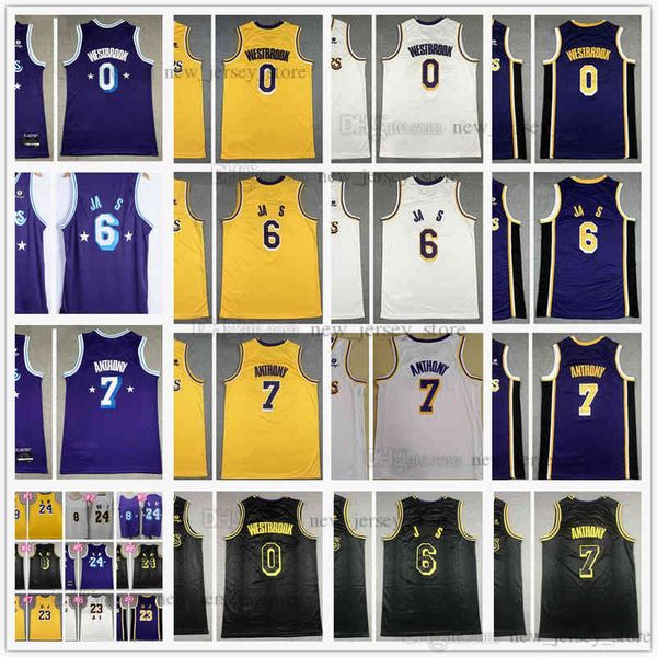 Chicos jóvenes Hombres 2022 Nuevo # 23 Baloncesto 6 James Jerseys Niños cosidos Carmelo 0 Westbrook 7 Anthony Jersey