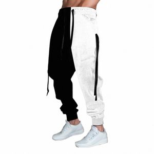 Pantalons décontractés pour jeunes 4 mers Pantalon de survêtement à motif de couleur noir et blanc Bandage Hip Hop Pantalon Fi Cargo Vêtements de sport pour hommes h4ij #