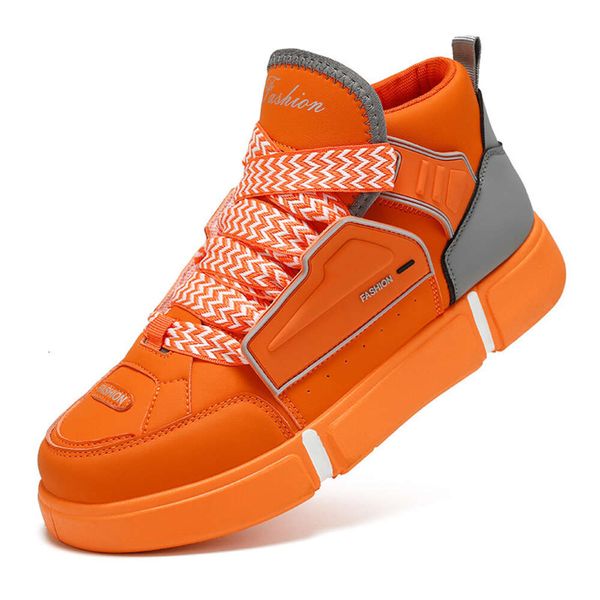 Chaussures de planche décontractées pour enfants pour enfants hommes baskets hautes top skateboard trahison orange noir