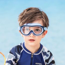 Jeugdkinderen zwemmen bril jongens en meisjes groot frame antifog kinderen zwembad masker water zwem brillen siliconen duikbril 240416