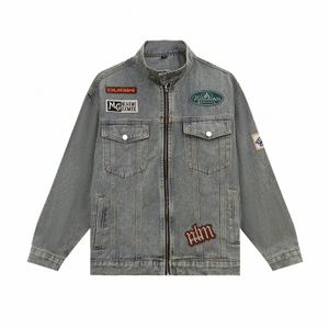 Codes de jeunesse Motosports Racing Punk Rocky High Streetwear Veste en jean Homme Sceau Médaille Gothique Vintage Broderie Manteaux d'extérieur f9qr #