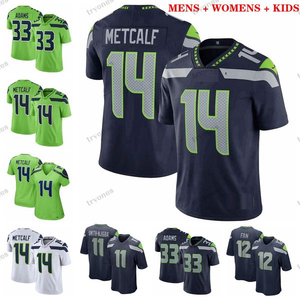 Maillots de football personnalisés pour hommes Femmes Enfants 11 Jaxon Smith-Njigba Witherspoon Wagner Geno Smith Adams Myers Love Diggs Lockett Metcalf Walker III Woollen 12th Fan Lynch