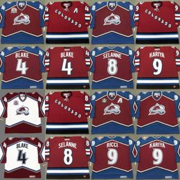 Maillot rétro Colorado Avalanche ROB BLAKE TEEMU SELANNE MIKE RICCI PAUL KARIYA OWEN NOLAN THEOREN FLEURY ALEX TANGUAY CHRIS DRURY Maillots de hockey personnalisés