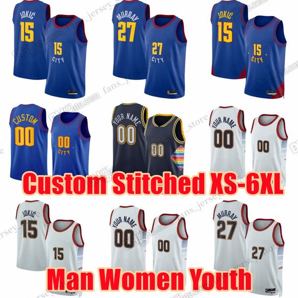 Hombre joven Mujer XS-6XL Camisetas de baloncesto cosidas Jokic Jamal Murray Aaron Gordon Kentavious Caldwell-Papa Michael Porter Jack White Green Smith Nnaji Jackson