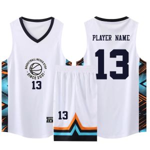 Jeugdmannen Kids Basketball Jersey Big Siod Snel droog ademend trainingsset Vest en shorts Naam Number Logo Sponsor