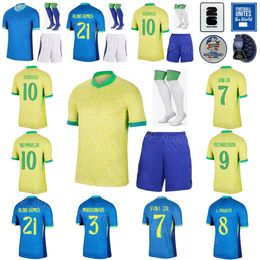 Jeugdmannen Nationaal Team Brasil voetbaltruien 24-25 Copa America 21 Endrick 8 Paqueta 10 Rodrygo Beraldo Bento Bruno Wendell Junior Richarlison voetbalshirtkits