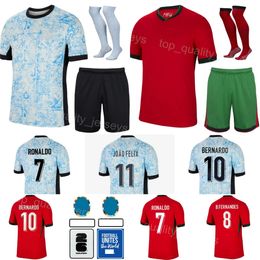 Jeugdmannen Nationaal Team Ramos Soccer Jerseys Leao 7 Ronaldo 10 Bernardo 8 Fernandes 17 Bruma 4 Silva 3 Pepe Nunes 13 Pereira 24-25 Euro Cup voetbalshirtpakketten Putaoya Putaoya Putaoya Putaoya