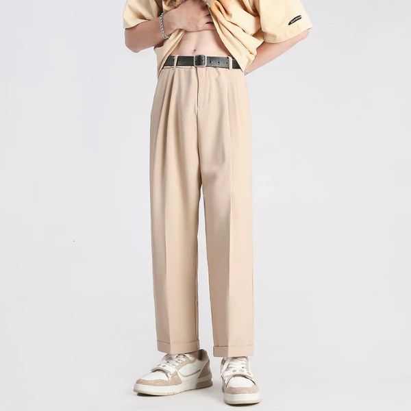 Pantalon de costume pour hommes, Version coréenne, classique, neutre, droit, ample, jambes larges, décontracté, noir, gris, kaki, 240115