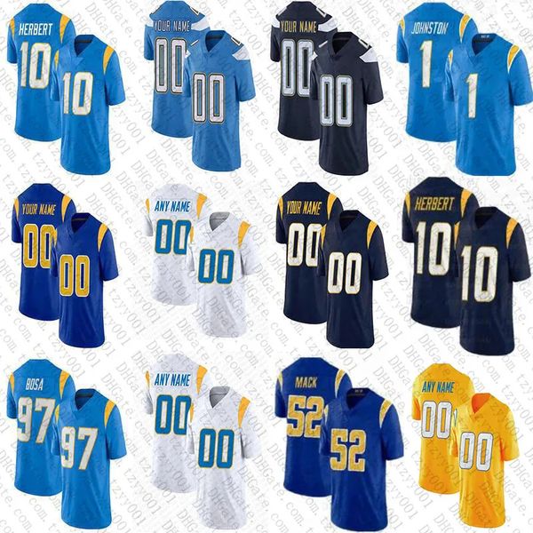 Justin Herbert Ladd McConkey Brenden Rice Joe Alt Custom Football Jerseys Derwin James Jr Khalil Mack Gus Edwards Joey Bosa Cameron Dicker Asante Samuel Alohi Gilman