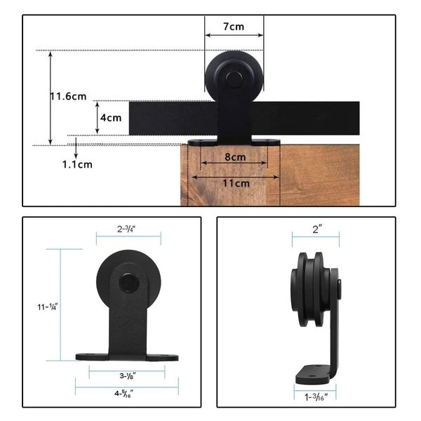 Kit de hardware de acero de acero de madera de madera de madera de madera de juventud para puerta negra para una sola puerta (en forma de T)