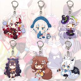 YouTuber Mooie Hololive Vtuber Sleutelhanger en Shark Gawr Gura Mori Watson Animatie Game Acryl Anime Figure Pendant Sleutelhanger G1019