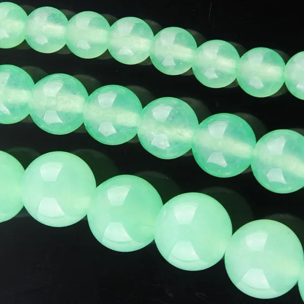 YOWOST Naturel Vert Clair Pierre De Jade Perles Rondes 6mm 8mm 10mm Entretoise Brin Pour La Fabrication De Bracelets Collier Bijoux Accessoires BG303