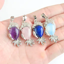 Yowost Parrot Animal Pendants for Necklace Vrouwen Prachtige sleutelbeen Dinner Party Natural Amethyst Lapis Lazuli Stone Fashion Sieraden Gift BN505