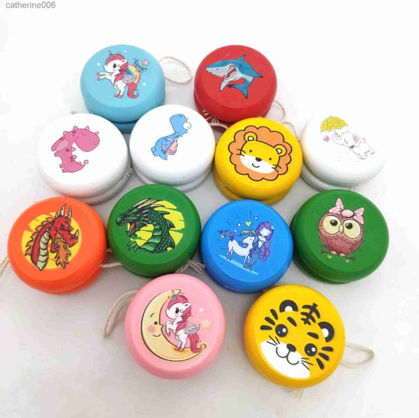 Yoyo 23 Style imprimés d'animaux mignons en bois Yoyo jouets coccinelle jouets enfants Yo-Yo créatif Yo jouets pour enfants 5 cm en bois Yo BallL231102