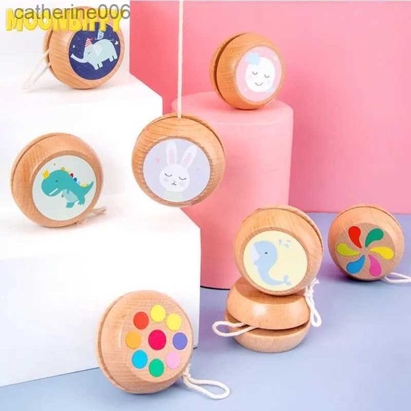 Yoyo enfants Yoyo balle mignon animaux imprime en bois Yoyo jouets éléphant dinosaure lapin jouets enfants Yo-Yo jouets créatifs pour enfants L231102