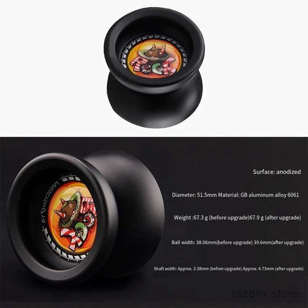 Yoyo t9 aleación de aluminio alto rodamiento de precisión yoyo negro yoyo bola para principiantes yoyo juguete giro largo con pegatinas de cristal