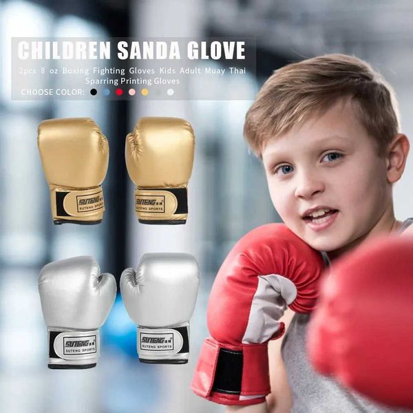 YP2W Gear 2 Pièces de gants de boxe pour enfants Pu Leather MMA Fighting Gants Boxing Boxing Gants Thai Gants Professional Childrens Training Gants 240424