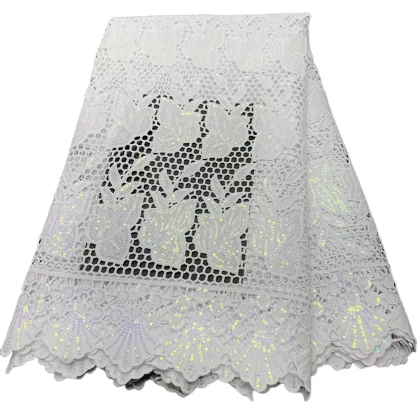 YQ-2106 Fibre de lait dentelle cordon soluble dans l'eau broderie dame robe africaine 5 yards 2023 dernier dîner blanc blanc approprié brillant soirée vêtements de fête