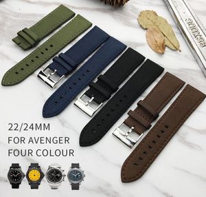 YQ 22mm Nylon Echte kalfslederen horlogeband voor Avenger Series Horloges Strap Watchband Man Fashion Pols Blue Black Brown1609159