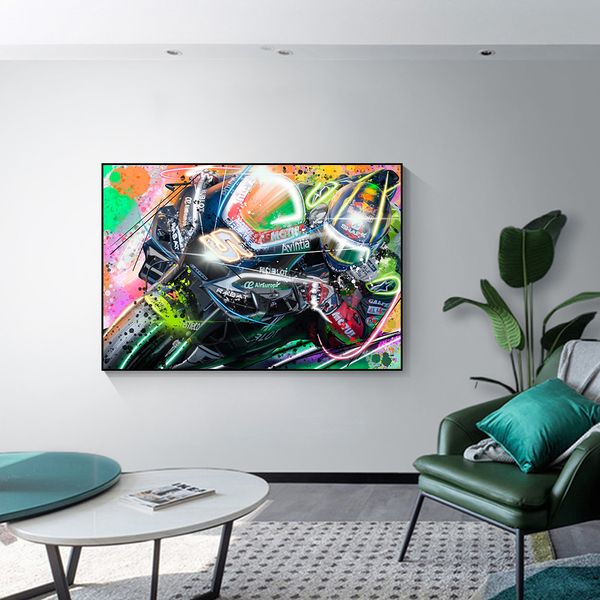 YQART – affiches abstraites de course de moto, peintures sur toile aquarelle imprimées pour décoration de salon de maison moderne, sans cadre