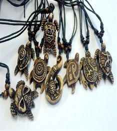 Yqtdmy 12 pc's reliëfstijlen etnische tribale faux botschildpad hangers ketting hars instelbaar304L3333592