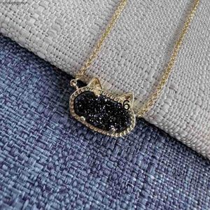 YQTS PENDANT Colliers Kendrascotts Designer Bijoux Kendras Scotts Collier Elisa Fashion Géométrique Ovale Small Cat Oreilles Cool Noir Crystal Collar cha