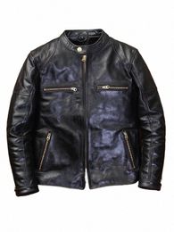 2023 Nouvelle veste en cuir véritable Single Rider. Manteau en peau de cheval pour hommes. Cuir de style vintage Plus wear T8mg #