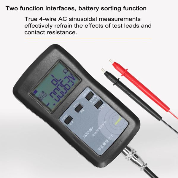 YR1035+ Batería de litio Probador de resistencia interna Verdadero de 4 cilindros de 4 hilos 100V Group de vehículos eléctricos 18650 Probador de batería