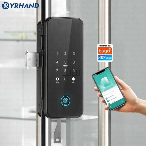 YRHAND Perceuse Bluetooth biométrique sans empreinte digitale RFID Code de carte Télécommande Tuya App Électronique Serrure de porte en verre intelligente HKD230824