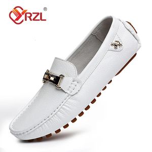 Yrzl Loafers Men Handgemaakte lederen loafer Casual Driving Flats Slipon schoenen Luxe comfortabele mocassins wit voor 240420