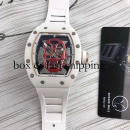 Ys Jb RM052-01 SUPERCLONE Active Tourbillon Montres Montre-bracelet Skull Designer Rm52 Diamant Creux Automatique Mécanique Céramique218 Montres de luxe