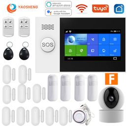 YS PG107 Tuya Kit de système de sécurité Smartlife App Control avec caméra Ip Cadran automatique Détecteur de mouvement WIFI Gsm Home Smart Alarm
