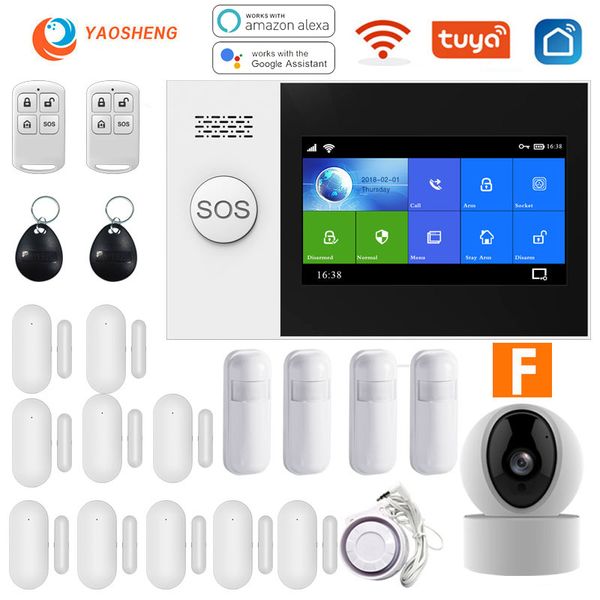 Kit de sistema de seguridad YS PG107 Tuya, Control de aplicación Smartlife con cámara Ip, Detector de movimiento de marcación automática, WIFI, Gsm, alarma inteligente para el hogar