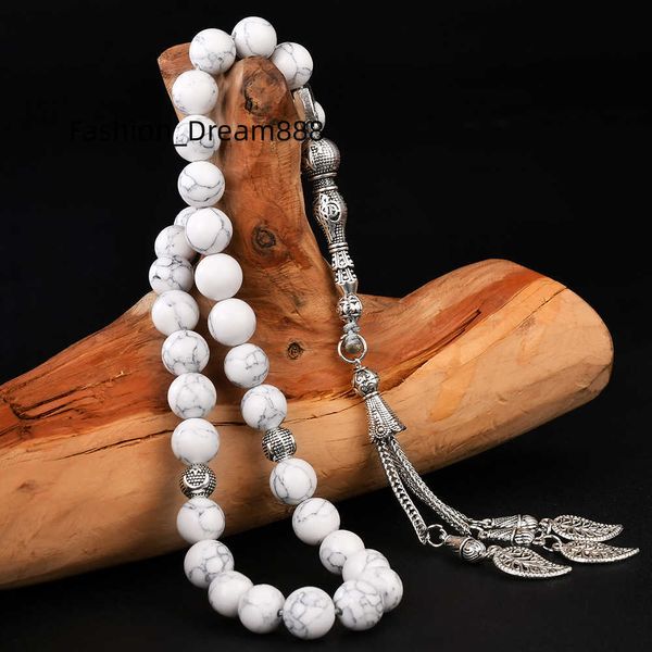 YS330 blanc turquoise perles d'howlite bijoux en pierre collier de perles perles de prière islamique tasbih 33