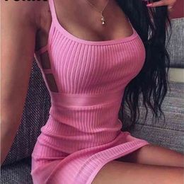 YSKKT Dames Solid Spaghetti Band Bodycon Jurk Mode Dames Slanke Fit Club Party Sexy Pakket Hip Mini Jurken 210623