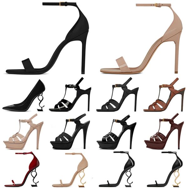 YSL ﾠ Chaussures habillées pour femmes Opyum Pumps Stiletto Heel Le cuir ouvert ouverts 8 10 12 14 cm Party Bureau de mariage en carrière noire nue Nud Red Brown Luxurys Designers Sneakers