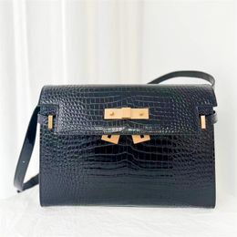 TOTE para mujer de alta calidad Crossbody Bag Manhattan Diseñador de cuero de lujo Satchel Messenger Bag Lady Bolsos para hombres Famosos Bolsos de envoltura de embrague negro Correa