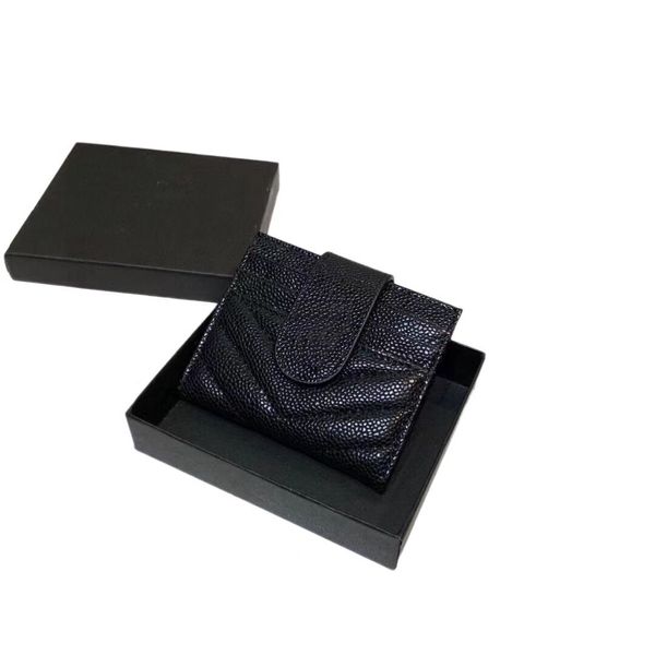 Holderos de bolsas YSSLLL 7A Billetera de tarjeta de diseñador Hombres Mini Titular de tarjetas de tarjetas de crédito Slim Bank Slim With Box Total de 12 tarjetas Ranura de cuero Caviar Caviar Clips