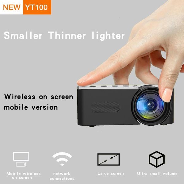 YT100 Home Mini Proyector portátil HD Teléfono inalámbrico admite 5V2A Suministro de energía móvil para acampar al aire libre 240419