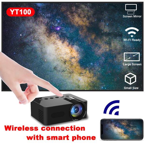 YT100 Small Wireless Connection Mobile Phone Projecteur Home Theatre Alimentation Alimentation Disponible Audio intégrée 240419