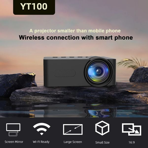 YT100 projecteur de téléphone portable sans fil mini vidéo full HD portable extérieur intérieur 240110