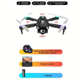 YT163 drone met HD dubbele elektrische aanpassingscamera, kleurrijke ademhalingslamp, optische stroom, 360 ° obstakel vermijden RC vliegtuigen UAV speelgoed cadeau voor kinderen en volwassenen