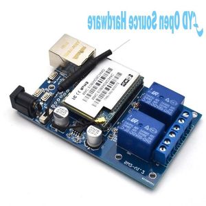 Envío gratuito YTF-SW02 2 canales relés de red aplicación de control remoto módulo wifi P2P jogging autoblocante Pxrsa