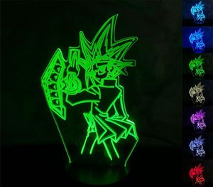 Yu Gi Oh Yugi Muto 3D LED Nightlights Bureaulamp Nieuwigheid Led Veranderende Nachtlampje Tafellamp voor Kinderen Gift5688674