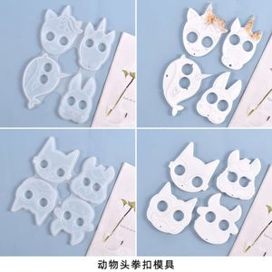 Yu Meimei Diy Crystal Dripping Mold Defense Cat Face Fist Buckle Sieraden Siliconen PB6R
