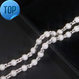 Yu ying – collier en forme de boule en argent 925, diamant Moissanite, nouveau design, chaîne à maillons cubains pour hommes, bijoux hip hop