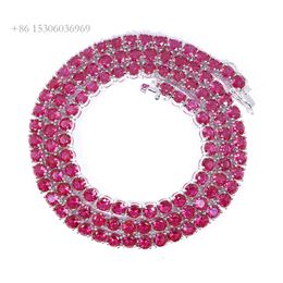 Yu Ying chaîne bijoux fins 3Mm 4Mm 5Mm largeur collier solide Sier rubis rouge corindon chaîne de Tennis/Bracelet