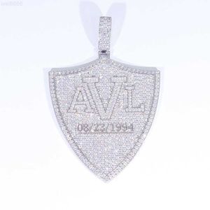 Yu Ying Gems Custom Vorm van Schild Hanger Sterling Zilver Iced Out Vvs Moissnite Diamanten Hanger voor Hiphop Sieraden